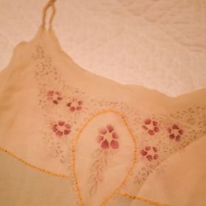 Vintage silk floral crop tank top flowers rare S